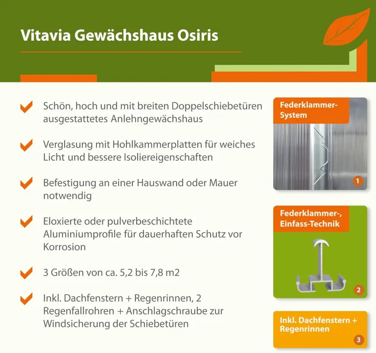 Vitavia Anlehn-Gewächshaus Osiris 7800", smaragd, 7,8 m², 4 mm HKP | Wetterfestes & stabiles Wand-Gewächshaus zur Pflanzenanzucht | Ideales Treibhaus für Gemüse, Kräuter & Blumen – Bild 4
