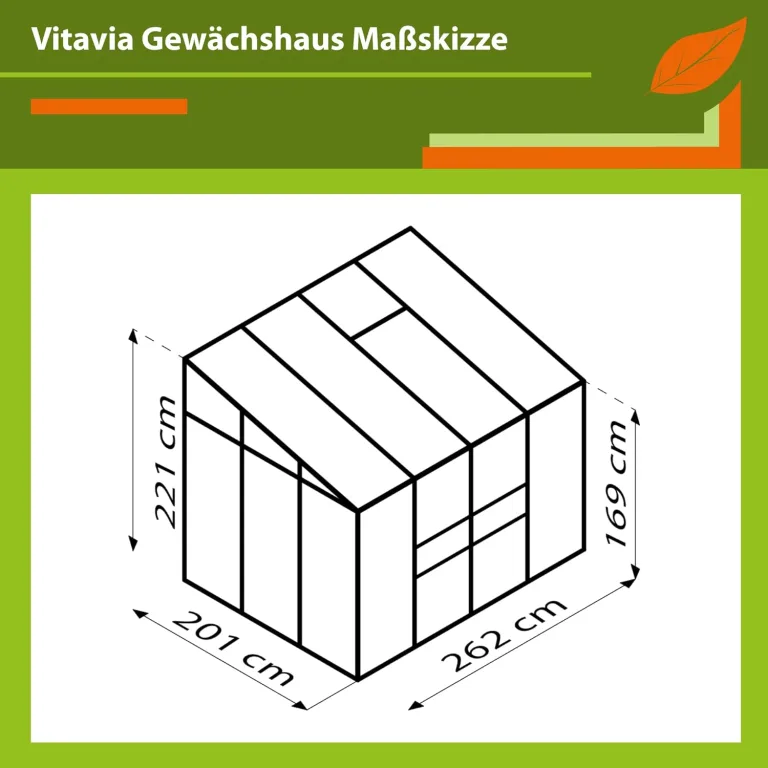 Vitavia Anlehn-Gewächshaus Ida 5200", smaragd grün, 5,2 m², 4 mm HKP | Wetterfestes & stabiles Wand-Gewächshaus zur Pflanzenanzucht | Ideales Treibhaus für Gemüse, Kräuter & Blumen – Bild 2