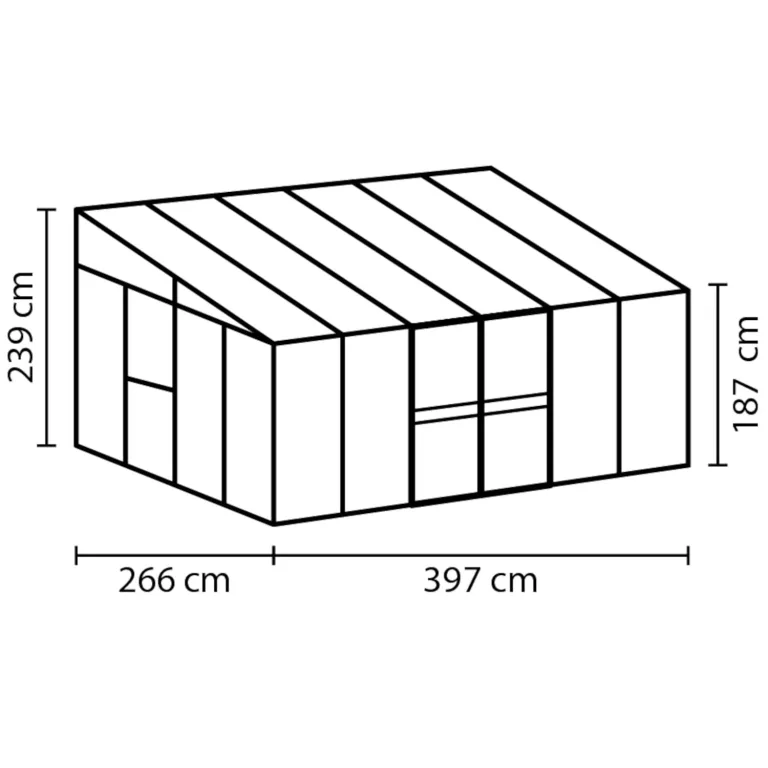 Vitavia Anlehn-Gewächshaus Helena 10200", schwarz, 10,2 m², 3 mm ESG, 10 mm HKP | Wetterfestes & stabiles Wand-Gewächshaus zur Pflanzenanzucht | Ideales Treibhaus für Gemüse, Kräuter & Blumen – Bild 3