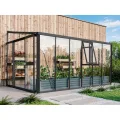 Vitavia Anlehn-Gewächshaus Helena 10200", schwarz, 10,2 m², 3 mm ESG, 10 mm HKP | Wetterfestes & stabiles Wand-Gewächshaus zur Pflanzenanzucht | Ideales Treibhaus für Gemüse, Kräuter & Blumen - Thumbnail 1