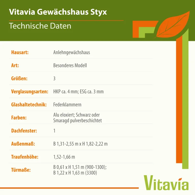 Vitavia Anlehn-Gewächshaus Styx 3300", Aluminium eloxiert, 3,3 m², 3 mm ESG | Wetterfestes & stabiles Wand-Gewächshaus zur Pflanzenanzucht | Ideales Treibhaus für Gemüse, Kräuter & Blumen – Bild 5