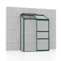 Vitavia Anlehn-Gewächshaus Styx 3300", Aluminium eloxiert, 3,3 m², 3 mm ESG | Wetterfestes & stabiles Wand-Gewächshaus zur Pflanzenanzucht | Ideales Treibhaus für Gemüse, Kräuter & Blumen - Thumbnail 9