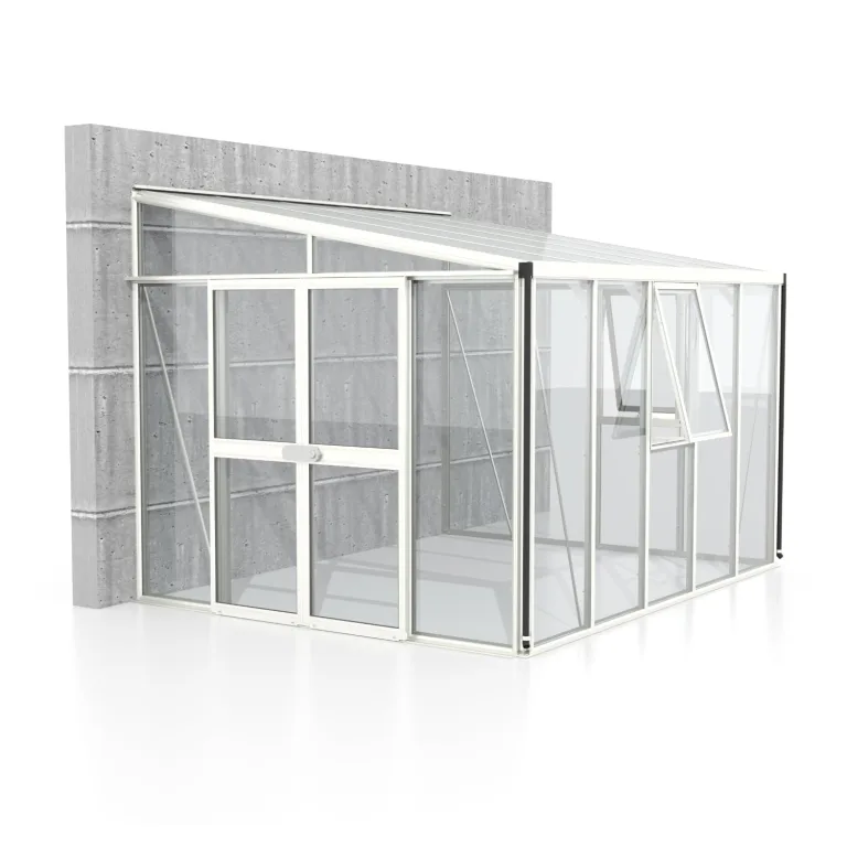 Vitavia Anlehn-Gewächshaus Helena 8600", weiß, 8,6 m², 3 mm ESG, 10 mm HKP | Wetterfestes & stabiles Wand-Gewächshaus zur Pflanzenanzucht | Ideales Treibhaus für Gemüse, Kräuter & Blumen – Bild 2