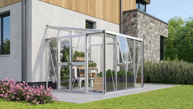 Vitavia Anlehn-Gewächshaus Helena 7000", Aluminium, 7,0 m², 3 mm ESG, 10 mm HKP | Wetterfestes & stabiles Wand-Gewächshaus zur Pflanzenanzucht | Ideales Treibhaus für Gemüse, Kräuter & Blumen – Bild 1