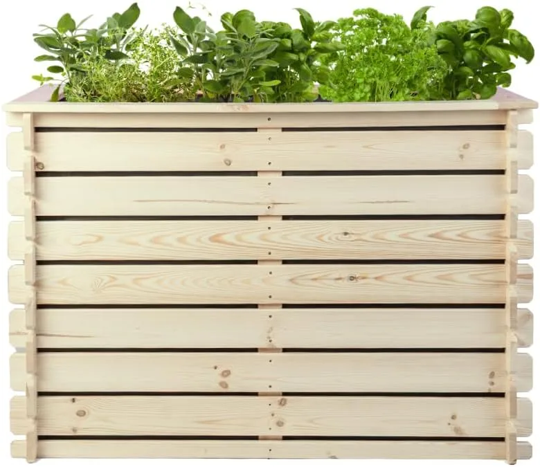 Hochbeet PLANTO 117x59x77 (BxTxH) aus Natürlicher Kiefer, Blumenbeet aus Holz, Wetterfest, Innen- und Außenbereich, Kräuterbeet für Garten, Balkon und Terrasse, Einfaches Stecksystem