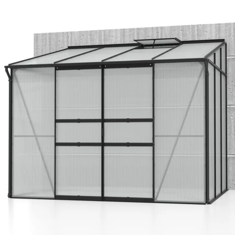 Vitavia Anlehn-Gewächshaus Ida 5200", schwarz, 5,2 m², 4 mm HKP | Wetterfestes & stabiles Wand-Gewächshaus zur Pflanzenanzucht | Ideales Treibhaus für Gemüse, Kräuter & Blumen – Bild 1