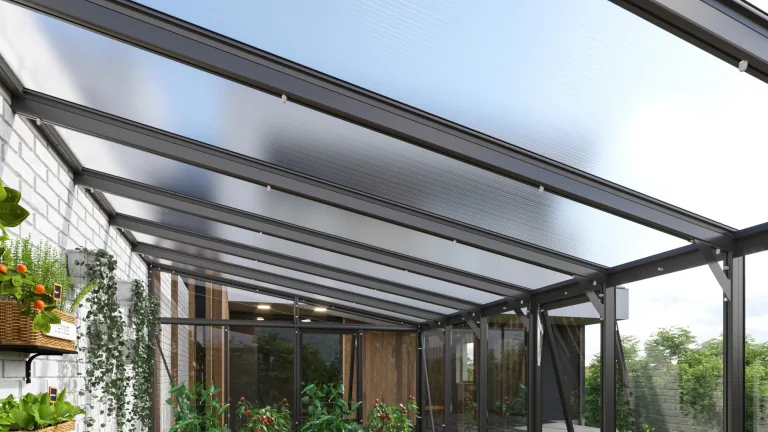 Vitavia Anlehn-Gewächshaus Helena 7000", schwarz, 7,0 m², 3 mm ESG, 10 mm HKP | Wetterfestes & stabiles Wand-Gewächshaus zur Pflanzenanzucht | Ideales Treibhaus für Gemüse, Kräuter & Blumen – Bild 4