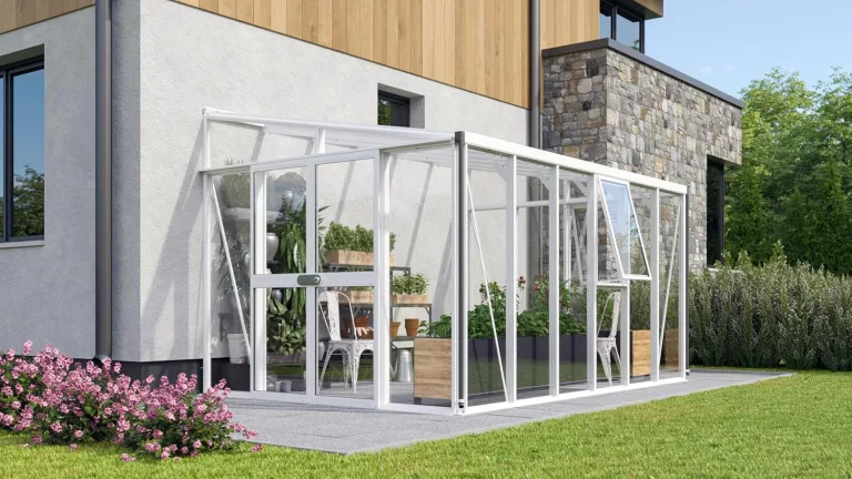 Vitavia Anlehn-Gewächshaus Helena 8600", schwarz, 8,6 m², 3 mm ESG, 10 mm HKP | Wetterfestes & stabiles Wand-Gewächshaus zur Pflanzenanzucht | Ideales Treibhaus für Gemüse, Kräuter & Blumen – Bild 9