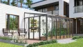 Vitavia Anlehn-Gewächshaus Helena 8600", schwarz, 8,6 m², 3 mm ESG, 10 mm HKP | Wetterfestes & stabiles Wand-Gewächshaus zur Pflanzenanzucht | Ideales Treibhaus für Gemüse, Kräuter & Blumen - Thumbnail 6