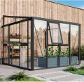 Vitavia Anlehn-Gewächshaus Helena 8600", schwarz, 8,6 m², 3 mm ESG, 10 mm HKP | Wetterfestes & stabiles Wand-Gewächshaus zur Pflanzenanzucht | Ideales Treibhaus für Gemüse, Kräuter & Blumen - Thumbnail 8