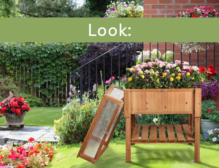 needs&wants® Großes Hochbeet mit Frühbeet-Aufsatz Abdeckung aus Holz für Garten Balkon, Pflanzbeet mit Gewächshaus Frühbeetkasten mit Deckel Dach Haube Ablage Pflanzkasten, 90 x 57 x 112,5 cm, braun – Bild 6