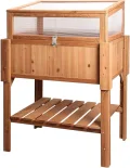 needs&wants® Großes Hochbeet mit Frühbeet-Aufsatz Abdeckung aus Holz für Garten Balkon, Pflanzbeet mit Gewächshaus Frühbeetkasten mit Deckel Dach Haube Ablage Pflanzkasten, 90 x 57 x 112,5 cm, braun - Thumbnail 9
