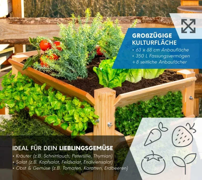 WESTMANN Premium Hochbeet aus Lärchenholz mit Aussaatkalender| Natur | 66x91x73 cm | Kräuterbeet | Holzhochbeet zum Bepflanzen von Gemüse & Kräutern – Bild 7