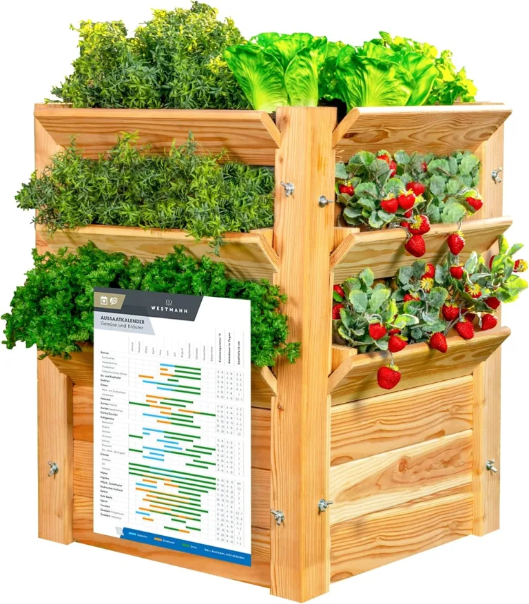 WESTMANN Premium Hochbeet aus Lärchenholz mit Aussaatkalender| Natur | 66x91x73 cm | Kräuterbeet | Holzhochbeet zum Bepflanzen von Gemüse & Kräutern – Bild 9