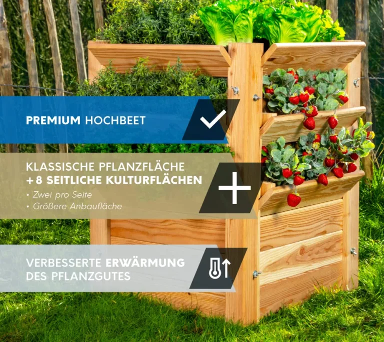 WESTMANN Premium Hochbeet aus Lärchenholz mit Aussaatkalender | Natur | 66x66x73 cm | Kräuterbeet | Holzhochbeet zum Bepflanzen von Gemüse & Kräutern – Bild 2