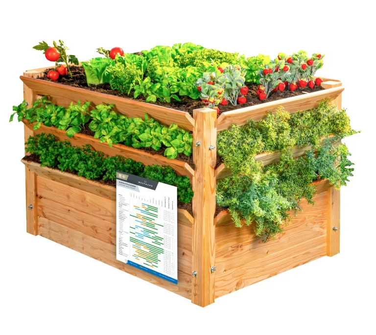 WESTMANN Premium Hochbeet aus Lärchenholz mit Aussaatkalender | Natur | 66x66x73 cm | Kräuterbeet | Holzhochbeet zum Bepflanzen von Gemüse & Kräutern – Bild 8