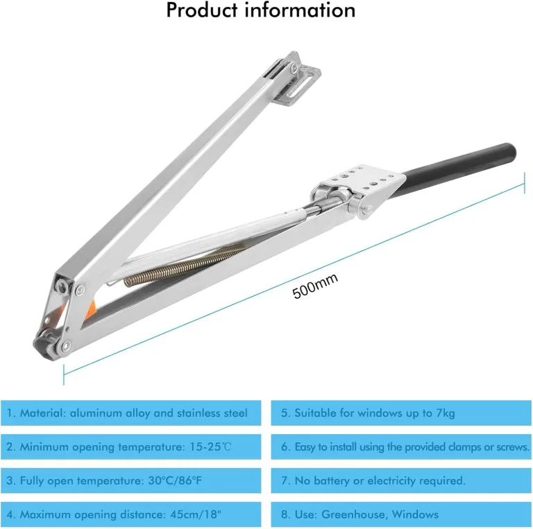 Automatischer Fensteröffner für Gewächshaus, Aluminiumlegierung Gewächshäuser Fensterheber Gewächshaus Vent Automatischer Öffner wärmeaktiviertes Lüftungsöffner Kit für Gewächshäuser & Frühbeete – Bild 4