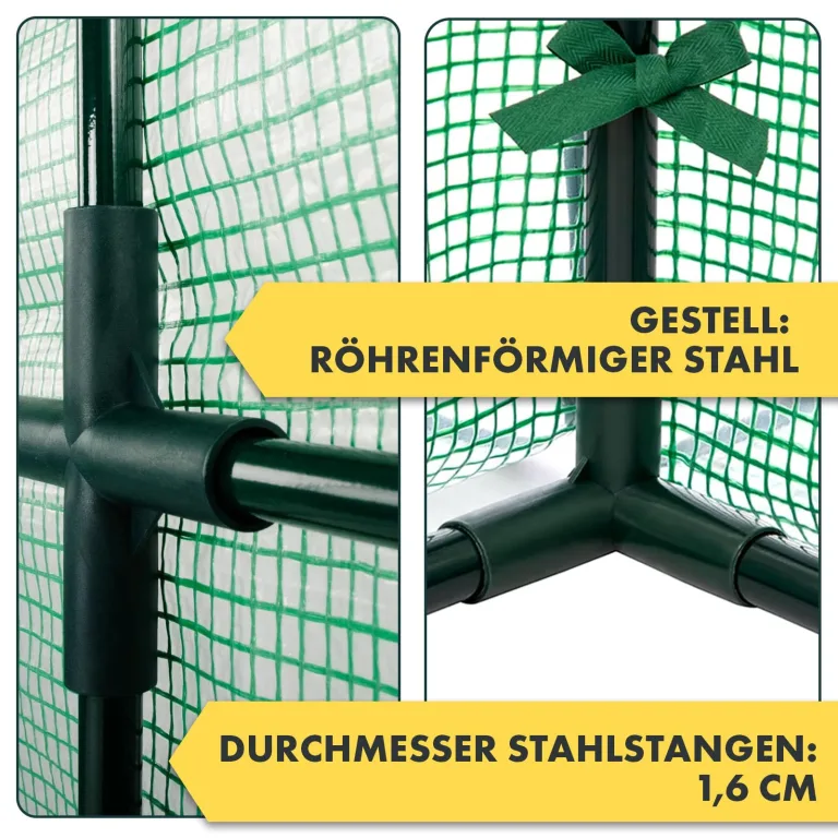 etm - Gewächshaus - Platzsparend, Hochwertiges Anzuchthaus Garten Balkon Stabil & Einfach zu Montieren (Grün, 73x143x195 Harrest) – Bild 4