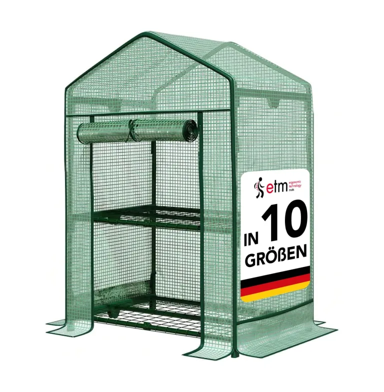 etm - Gewächshaus - Platzsparend, Hochwertiges Anzuchthaus Garten Balkon Stabil & Einfach zu Montieren (Grün, 73x143x195 Harrest) – Bild 9
