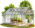 GARDEBRUK® Gewächshaus Aluminium 3,6m² 190x190cm inkl. Dachfenster Tomatenhaus Treibhaus Anzuchthaus Gartenhaus Frühbeet Pflanzenhaus Aufzucht 5,8m³ - Thumbnail 10