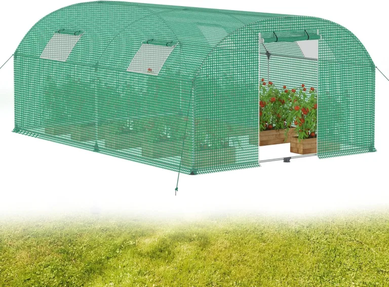 3 x 4 x 2 m Groß Foliengewächshaus Gewächshaus Winterfest Verzinkter Stahl Grün Treibhaus Tomatenhaus mit Tür & Fenster Bogen-Design Begehbares Gartenhäuschen für Aufzucht Tomaten Pflanzen – Bild 1
