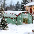 3 x 4 x 2 m Groß Foliengewächshaus Gewächshaus Winterfest Verzinkter Stahl Grün Treibhaus Tomatenhaus mit Tür & Fenster Bogen-Design Begehbares Gartenhäuschen für Aufzucht Tomaten Pflanzen - Thumbnail 9