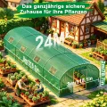 YRHome 3 x 8 x 2 m Groß Foliengewächshaus Gewächshaus Winterfest Verzinkter Stahl Grün Treibhaus Tomatenhaus mit Tür & Fenster Bogen-Design Begehbares Gartenhäuschen für Aufzucht Tomaten Pflanzen - Thumbnail 2