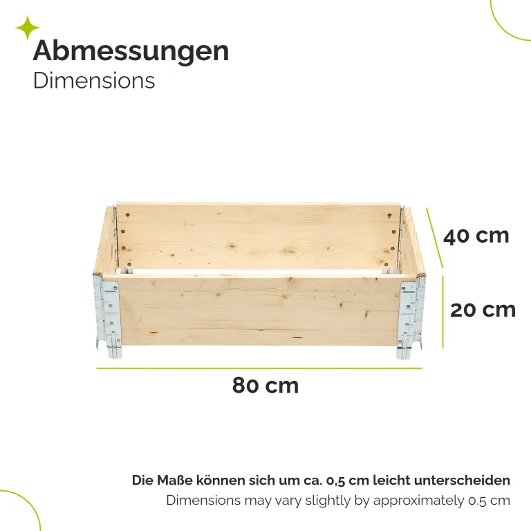 Garronda naturbelassene Hochbeete für Garten Palettenrahmen Hochbeet Holz steckbar stapelbar faltbar für Pflanzen Blumen Kräuter Obst und Gemüse Natural 2 Stück 80x40x20 cm GD-0141 – Bild 2
