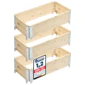 Garronda naturbelassene Hochbeete für Garten Palettenrahmen Hochbeet Holz steckbar stapelbar faltbar für Pflanzen Blumen Kräuter Obst und Gemüse Natural 3 Stück 80x40x20 cm GD-0141 - Thumbnail 1