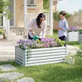 WOLTU Hochbeet für Garten Balkon, Pflanzkübel aus robustem Stahlblech mit stabilem Design, Pflanzkasten, Blumenkasten, 160 x 56 x 80 cm, Silber - Thumbnail 9