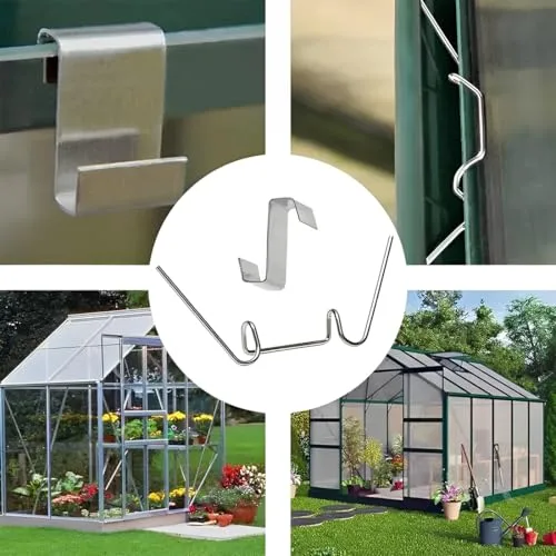 100 Stück Gewächshaus Klammern, Klammern für Gewächshaus, Gewächshausklammern Edelstahl, Sturmfest Gewächshaus Zubehör für Hohlkammerplatten, Gewächshaus Platten, Doppelstegplatten – Bild 7