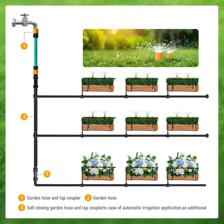 Hoteche Mikro-Bewässerungssystem, Tropfbewässerungsset mit 30 einstellbaren Tropfern, 20m Schlauch, inkl. Adapter & Zubehör für Garten/Gewächshaus – Bild 5
