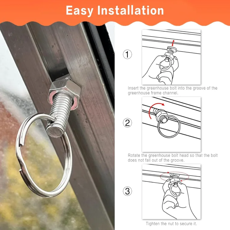Gewächshausschrauben und -ringe für Gewächshaus, Gewächshauszubehör, Aluminium-Gewächshausmuttern und -schrauben, Aufhängeringe (Bolts & Nuts With Rings- 20pcs) – Bild 3
