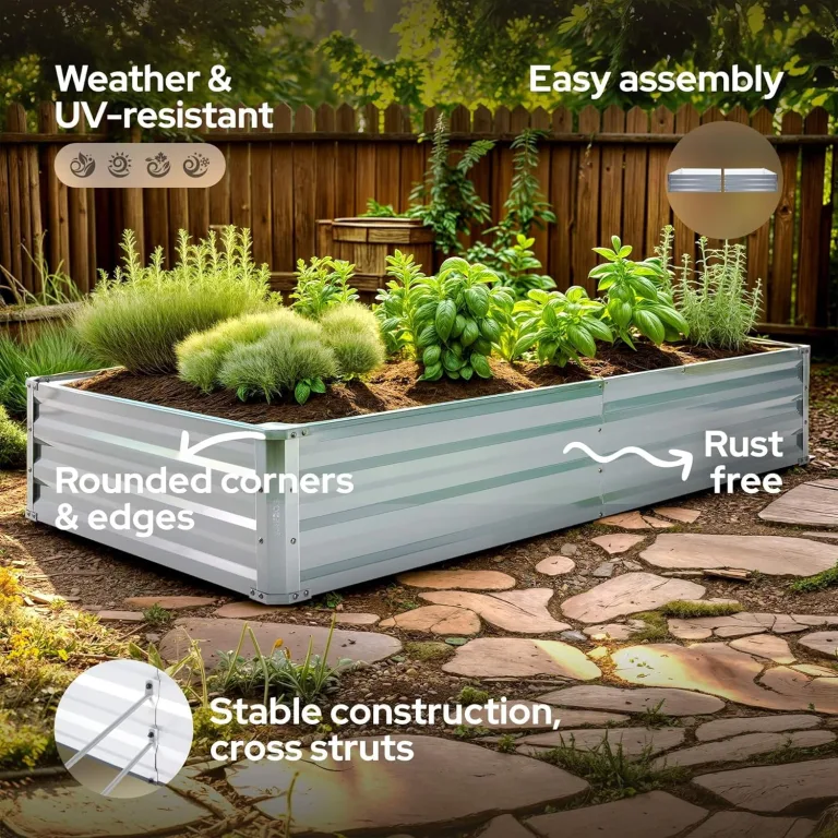 Arebos Hochbeet Metall 2er Set 180x90x30 cm | Gartenbeet aus verzinktem Stahl | Pflanzbeet wetterfest & rostfrei | Rechteckiges Gemüsebeet für Garten & Terrasse | Hochbeet Bausatz ohne Boden – Bild 5