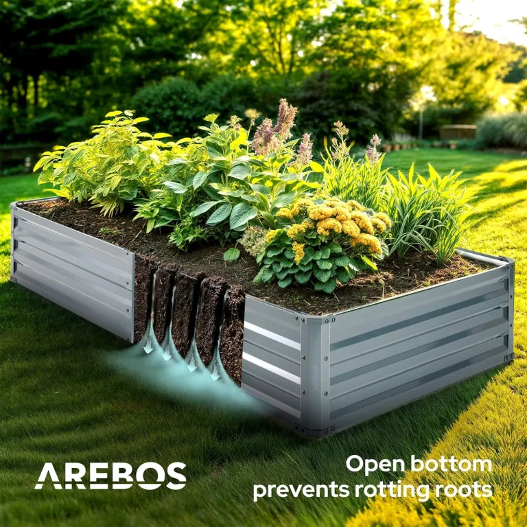 Arebos Hochbeet Metall 2er Set 180x90x30 cm | Gartenbeet aus verzinktem Stahl | Pflanzbeet wetterfest & rostfrei | Rechteckiges Gemüsebeet für Garten & Terrasse | Hochbeet Bausatz ohne Boden – Bild 6