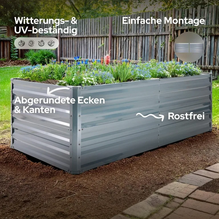 Arebos Hochbeet Metall 120x90x59 cm | Gartenbeet aus verzinktem Stahl | Pflanzbeet wetterfest & rostfrei | Rechteckiges Gemüsebeet für Garten & Terrasse | Hochbeet Bausatz ohne Boden – Bild 3