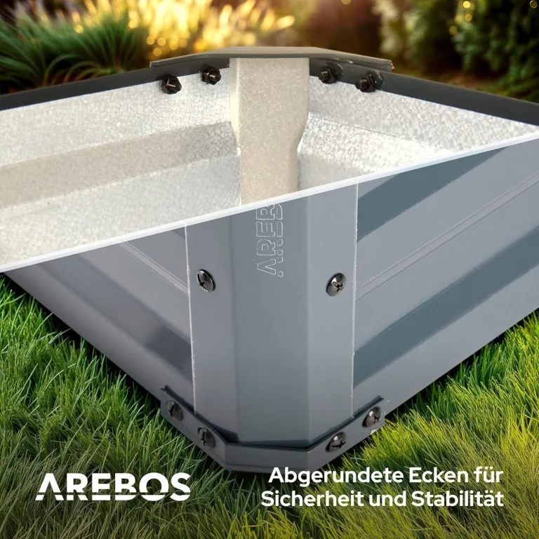 Arebos Hochbeet Metall 180x90x79 cm | Gartenbeet aus verzinktem Stahl | Pflanzbeet wetterfest & rostfrei | Rechteckiges Gemüsebeet für Garten & Terrasse | Hochbeet Bausatz ohne Boden – Bild 5
