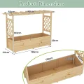 HOMASIS Blumenkasten mit 2 Rankgitter & Dachregal, Hochbeet mit Spalier, Holz Pflanzkasten für Kletterpflanz, Pflanzkübel Pflanzgefäß Rankhilfe für Garten Balkon Terrasse (Natur, 150x50x104cm) - Thumbnail 4