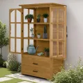 M MCombo Gartenschrank Gartenhaus Holz Wetterfest, Geräteschrank Gerätehaus Outdoor, für Außenbereich Balkon Terrasse, Gartenhütte mit 2 Bewegliche Regale, 58×107×180 cm, 1155 (Natur) - Thumbnail 2