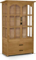M MCombo Gartenschrank Gartenhaus Holz Wetterfest, Geräteschrank Gerätehaus Outdoor, für Außenbereich Balkon Terrasse, Gartenhütte mit 2 Bewegliche Regale, 58×107×180 cm, 1155 (Natur) - Thumbnail 1