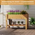 COSTWAY Hochbeet mit Ablage, Erhöhtes Gartenbeet aus Holz, Pflanzkasten mit Entwässerungslöchern, Gemüsebeet Kräuterbeet groß, für Balkon Garten Terrasse, 120 x 60 x 81 cm (Natur) - Thumbnail 3