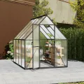 Gewächshaus Aluminium Gartengewächshäuser mit 6 cm Fundament und 4 mm PC Platte Treibhaus Tomatenhaus Gartenhaus UV beständig Wetterfest für den Garten, 230x180x195 cm - Thumbnail 8