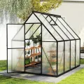 Gewächshaus Aluminium Gartengewächshäuser mit 6 cm Fundament und 4 mm PC Platte Treibhaus Tomatenhaus Gartenhaus UV beständig Wetterfest für den Garten, 230x180x195 cm - Thumbnail 9