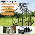Gewächshaus Aluminium Gartengewächshäuser mit 6 cm Fundament und 4 mm PC Platte Treibhaus Tomatenhaus Gartenhaus UV beständig Wetterfest für den Garten, 230x180x195 cm - Thumbnail 3