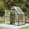 Gewächshaus Aluminium, Treibhaus mit Transparent PC Platten Dachfenster & Tür & Fundament, 125x180x195cm Winterfest Gartengewächshäuser, Begehbares Pflanzenhaus für Garten Outdoor - Thumbnail 8