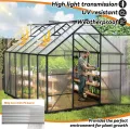 Gewächshaus Aluminium Treibhaus mit Transparent PC Platten Dachfenster & Tür & Fundament 280x180x195cm Winterfest Gartengewächshäuser Begehbares Pflanzenhaus für Garten Outdoor - Thumbnail 6