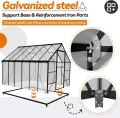 Gewächshaus Aluminium Treibhaus mit Transparent PC Platten Dachfenster & Tür & Fundament 280x180x195cm Winterfest Gartengewächshäuser Begehbares Pflanzenhaus für Garten Outdoor - Thumbnail 3