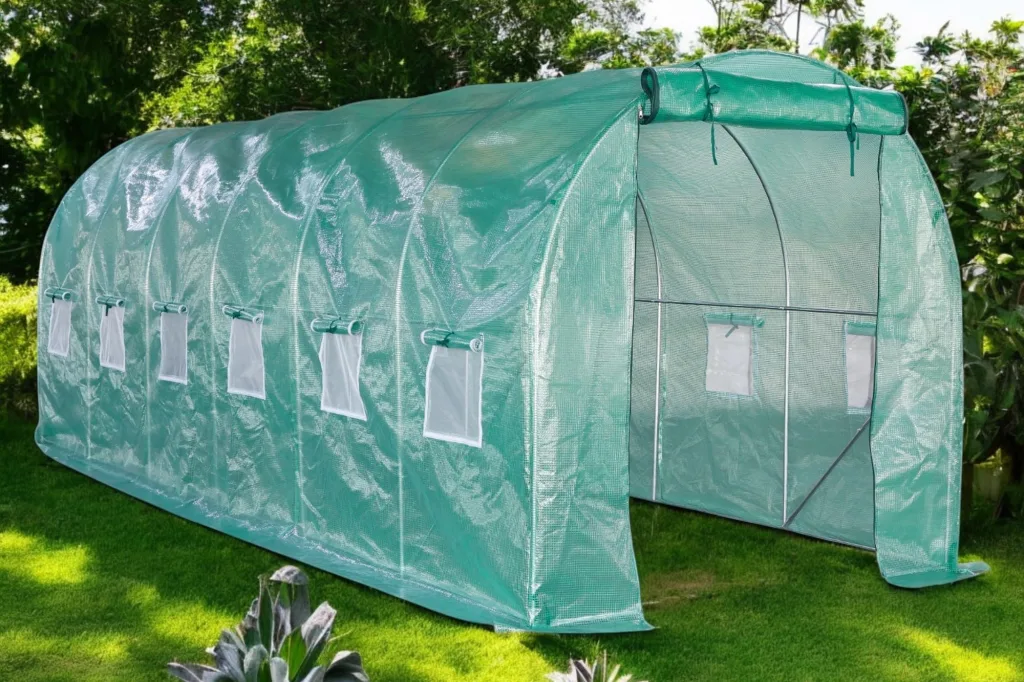 Foliengewächshaus mit PE-Folie – UV-beständig & wetterfest – Tunnelgewächshaus mit Stahlrahmen – Tomatenhaus für Garten – Frühbeet Pflanzenhaus begehbar – Grün (Grün, 200x600x200cm)