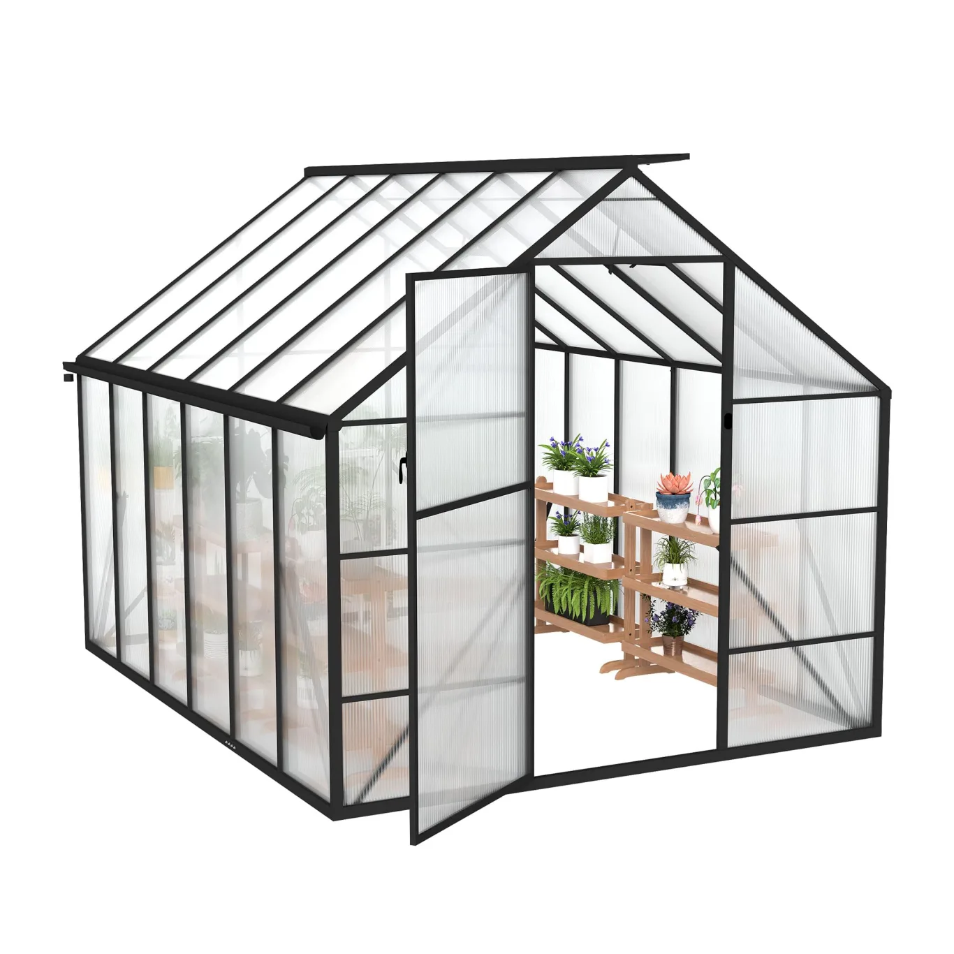 YRHome Premium Gewächshaus Aluminium 310x250x205cm 7.75m² Begehbares Garten-Gewächshaus mit verstärktem Fundament & Dachfenster & Tür Wetterfest & temperaturbeständig für Tomaten, Gemüse & Pflanzen - Bild 1