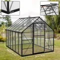 YRHome Premium Gewächshaus Aluminium 310x250x205cm 7.75m² Begehbares Garten-Gewächshaus mit verstärktem Fundament & Dachfenster & Tür Wetterfest & temperaturbeständig für Tomaten, Gemüse & Pflanzen - Thumbnail 2